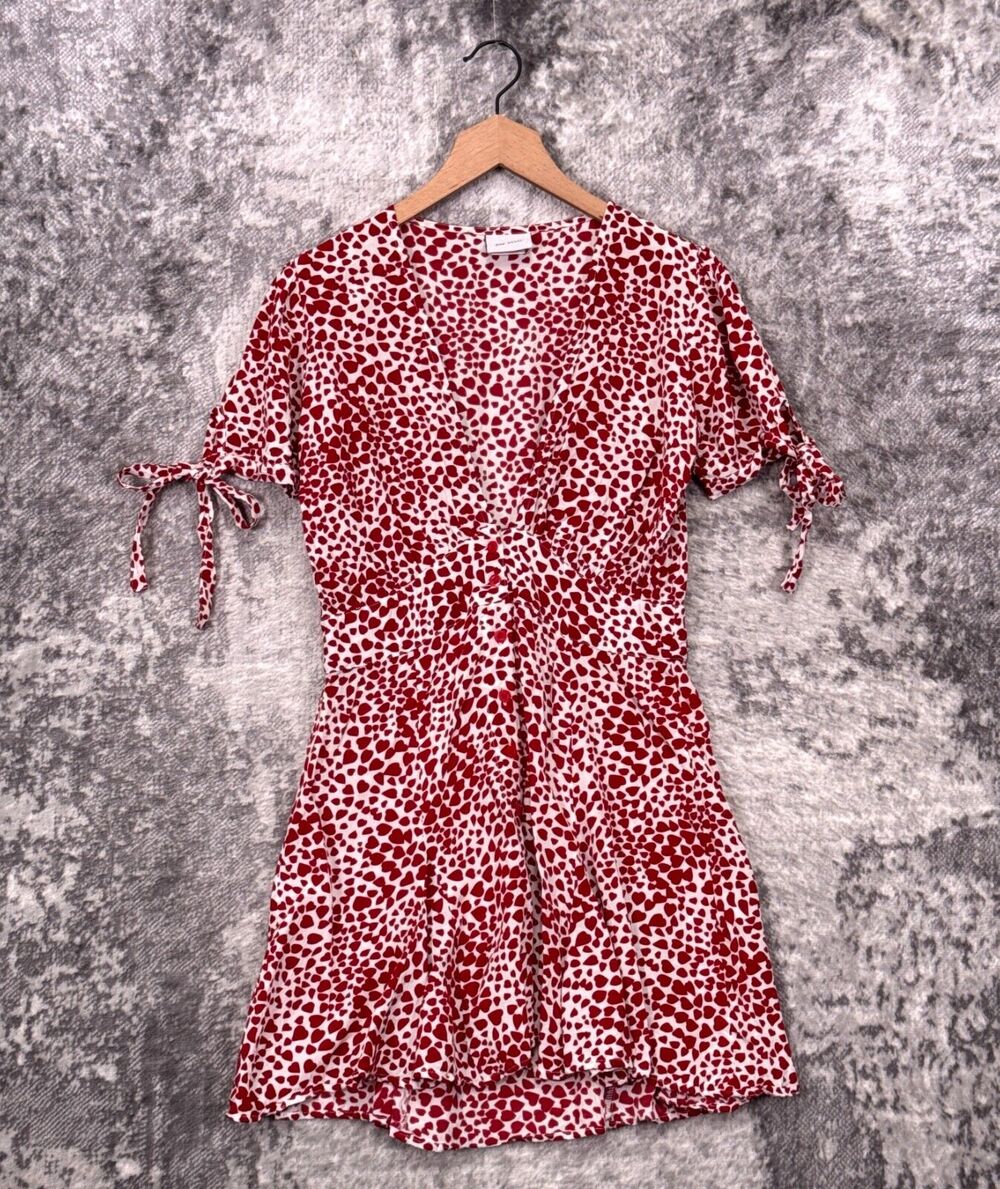 Anthropologie Dress Medium Womens Rue Stiic Red Heart Print Mini